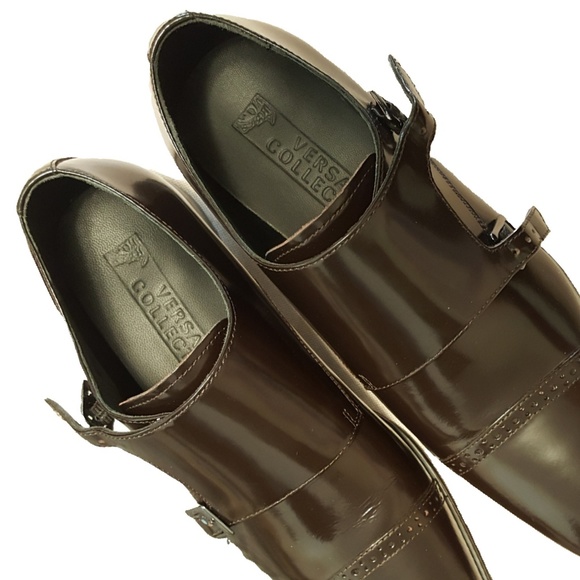 Men\'s Versace Collection Double Monk Strap Dress Shoes Brown EU 43 NWOT main image 8